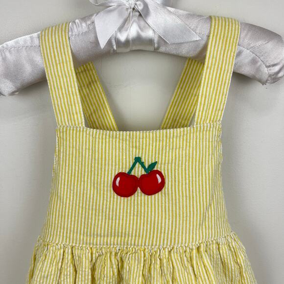 Mini Boden Yellow Seersucker Applique Ice Cream Pinafore Dress 18-24 Months - Picture 2 of 8